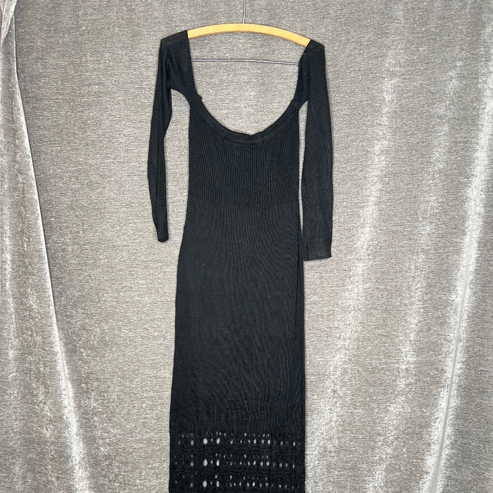 Women's Off-the-shoulder Knitted Long Dress | Black